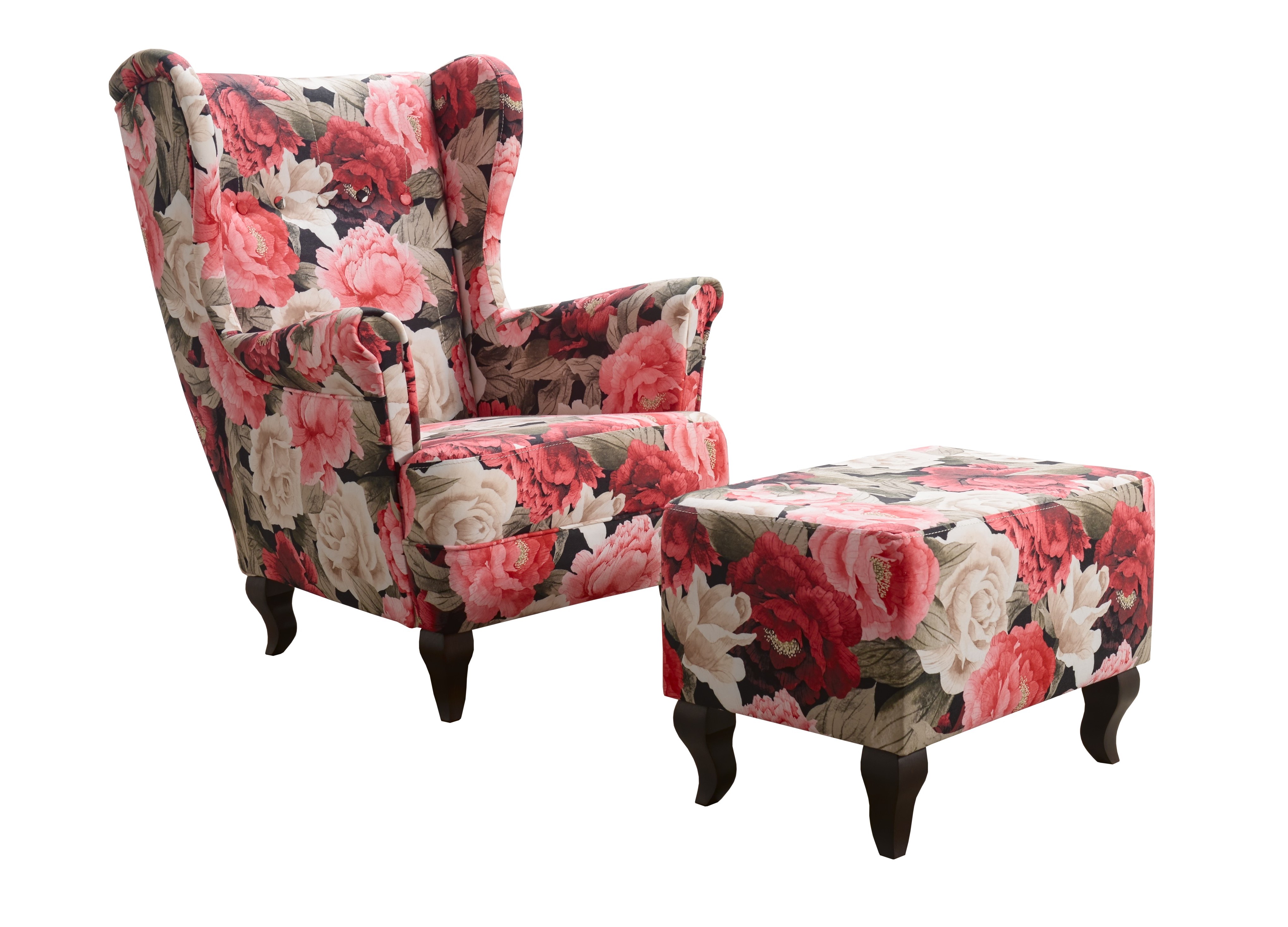 Křeslo Rojal s taburetem Flauer 1 Provedení: Křeslo + taburet, Nožičky: Wenge, látka: Flauer 1