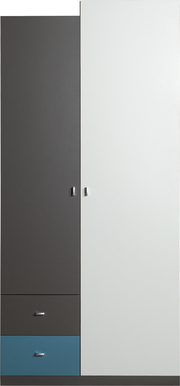 Šatní skříň Tablo TA3 Barva korpusu: Grafit/Bílá/Modrá - Grafit,Bílá,Modrá