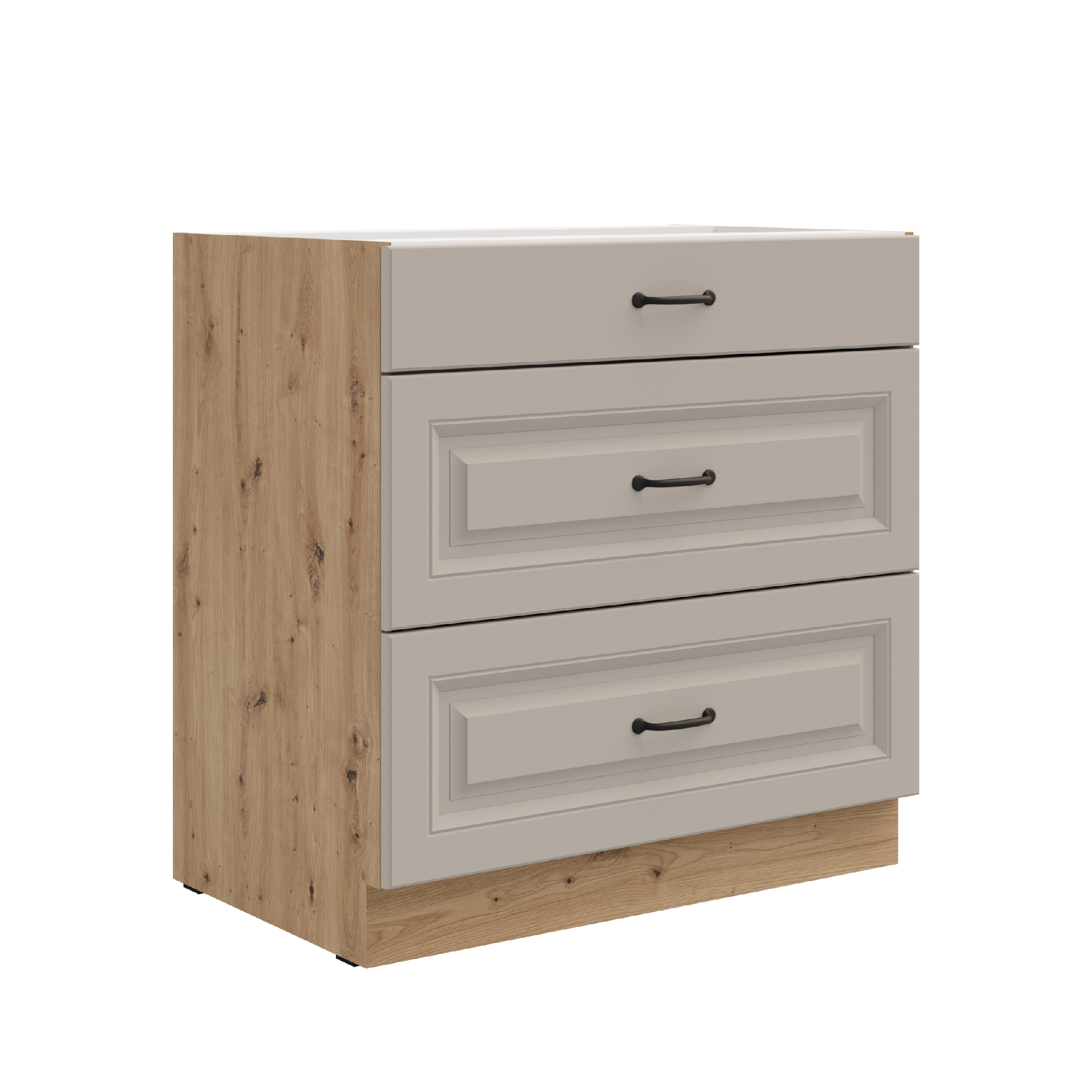 Spodní skříňka Stilo 80 D 3S BB - Premium Box Barva korpusu: Dub artisan, Barva dvířek: Clay Grey