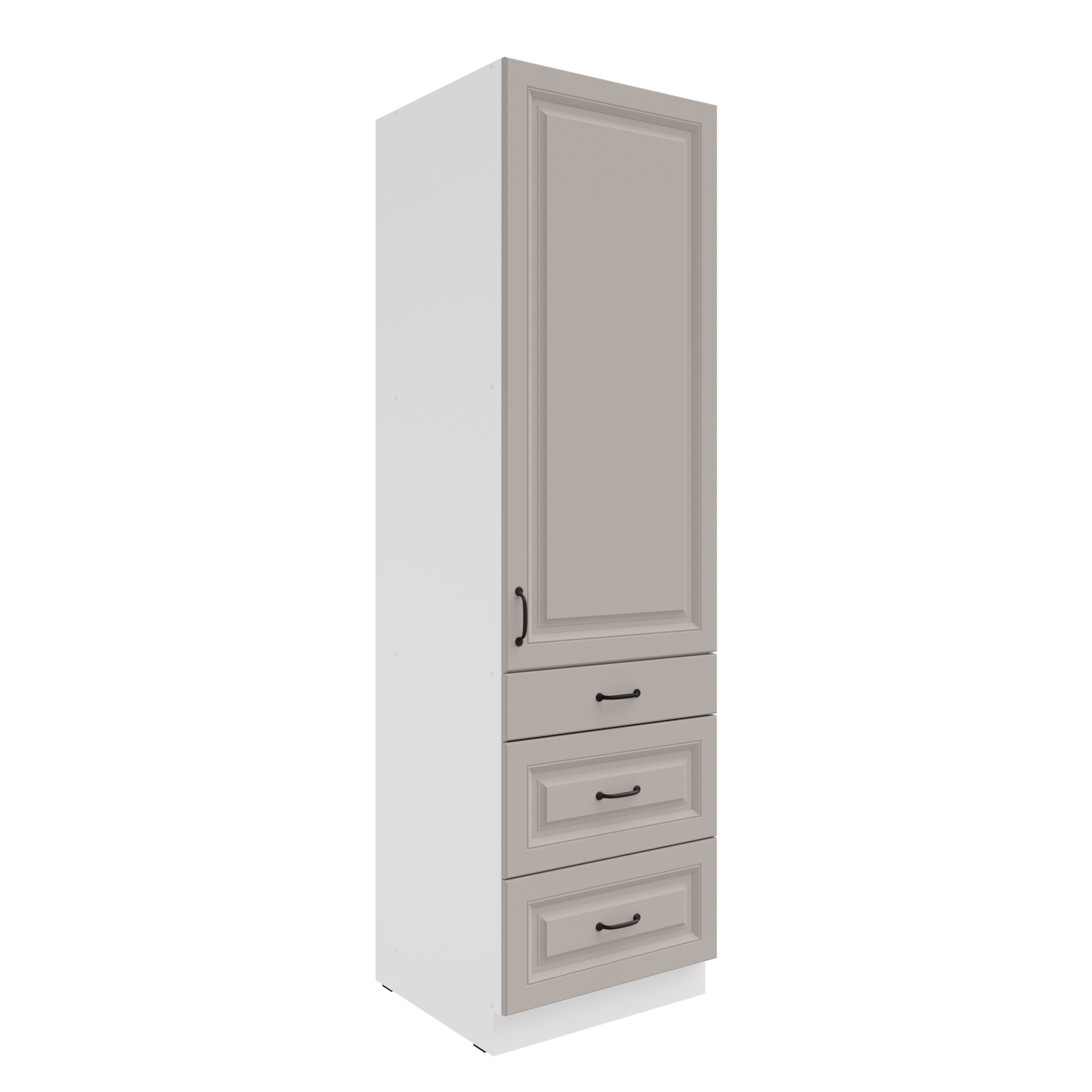 Vysoká potravinová skříňka Stilo 60 DKS-210 3S 1F - Premium Box Barva korpusu: Bílá, Barva dvířek: Clay Grey