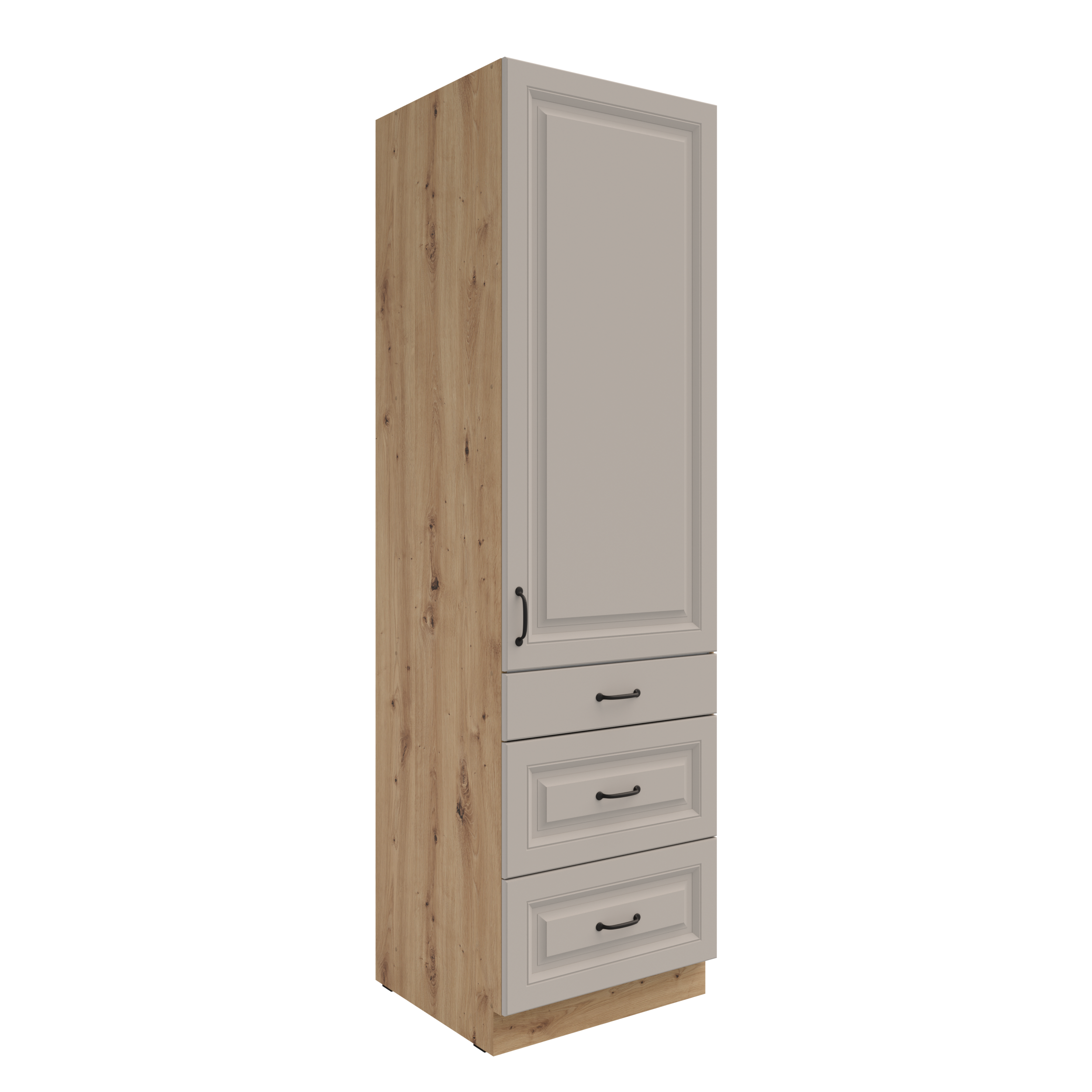 Vysoká potravinová skříňka Stilo 60 DKS-210 3S 1F - Premium Box Barva korpusu: Dub artisan, Barva dvířek: Clay Grey