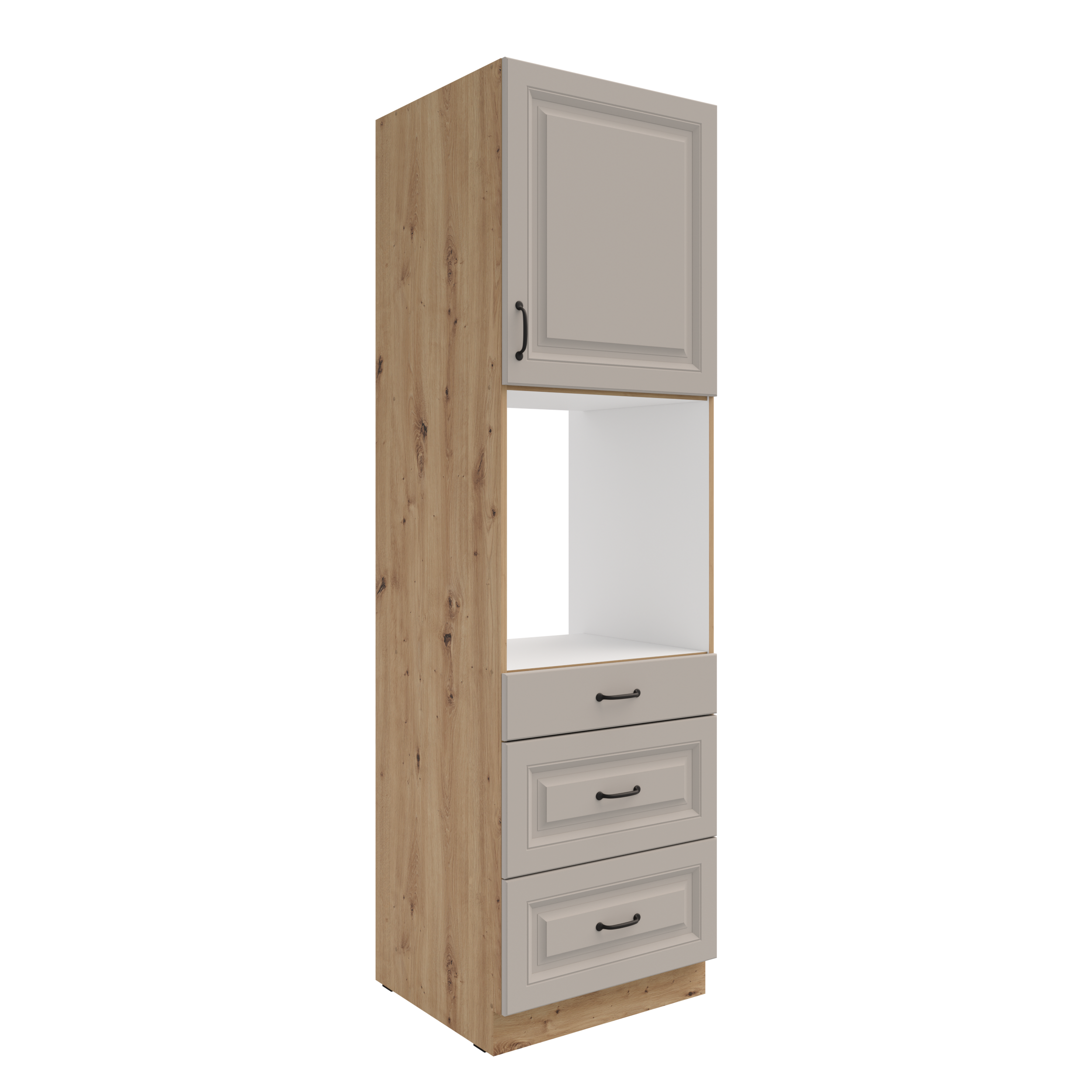 Vysoká skříňka pro vestavnou troubu Stilo 60 DPS-210 3S 1F - Premium Box Barva korpusu: Dub artisan, Barva dvířek: Bílá (obrázek 9)