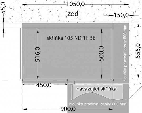 Spodní rohová skříňka Vigo 105 DN 1F Barva korpusu: Dub Lancelot, Barva dvířek: Bílý lesk (obrázek 3)