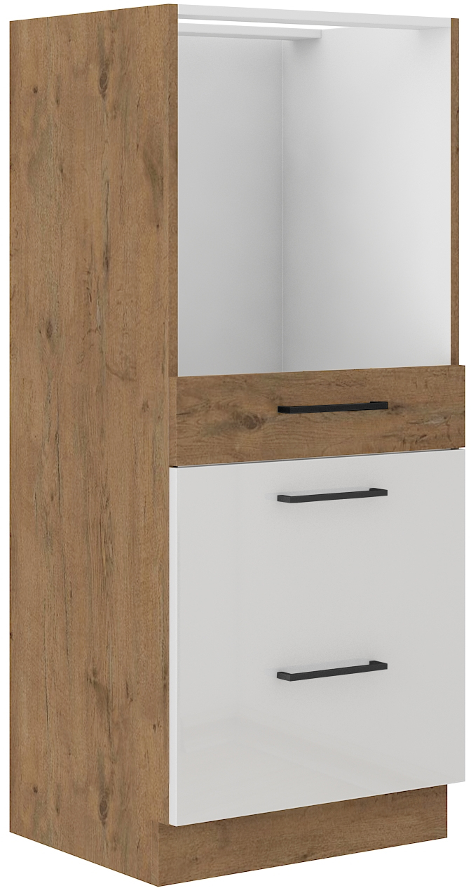 Vyšší spodní skříňka pro vestavnou troubu Vigo 60 DPS-145 3S BB - Premium Box Barva korpusu: Dub Lancelot, Barva dvířek: Bílý lesk