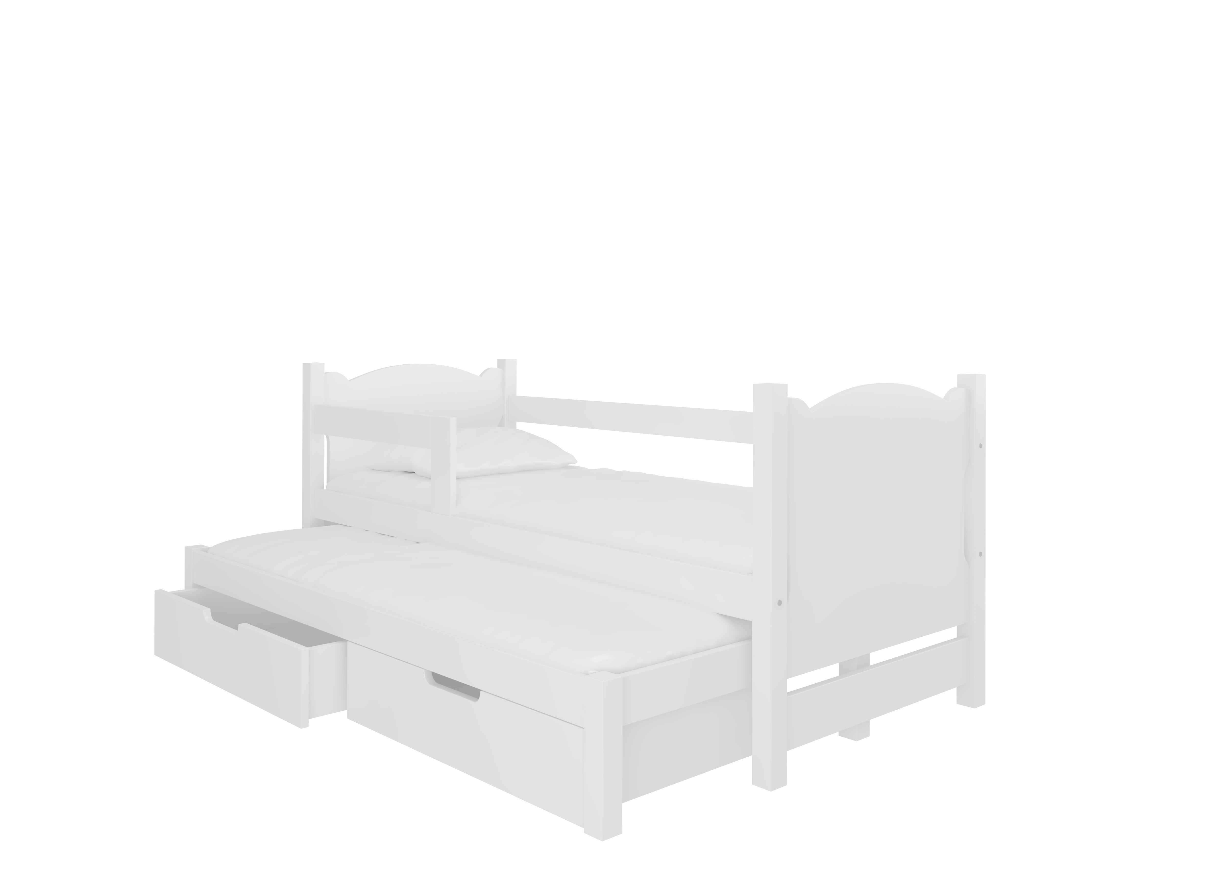 Dětská postel Campos s přistýlkou Rám: Bílá, Čela a šuplíky: Bílá - Bílá,Bílá