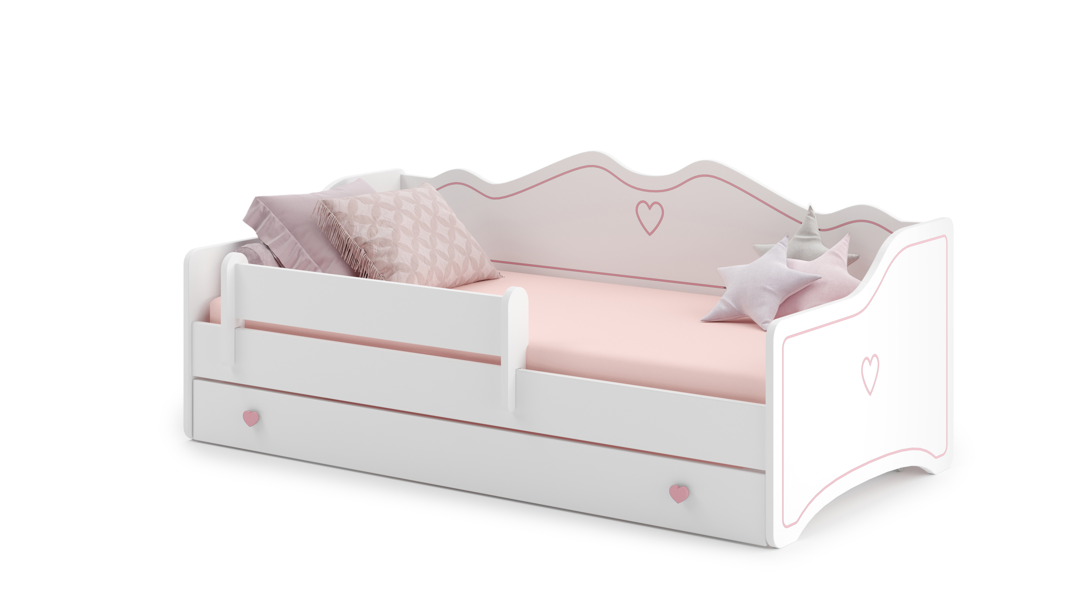 Dětská postel Emka Barva korpusu: Růžové srdce - Růžové srdce