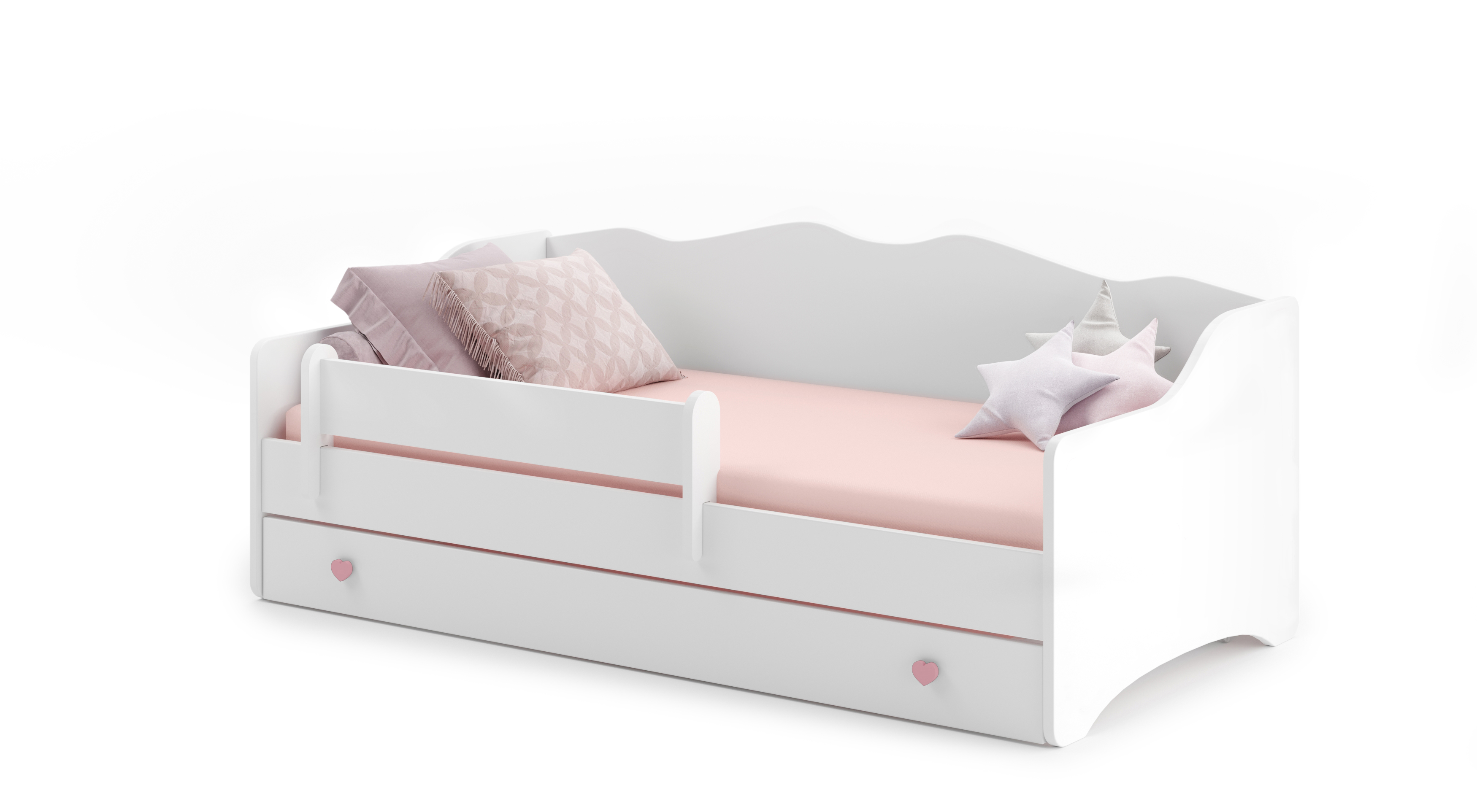 Dětská postel Emka Barva korpusu: Bílá/ růžová - Bílá, růžová