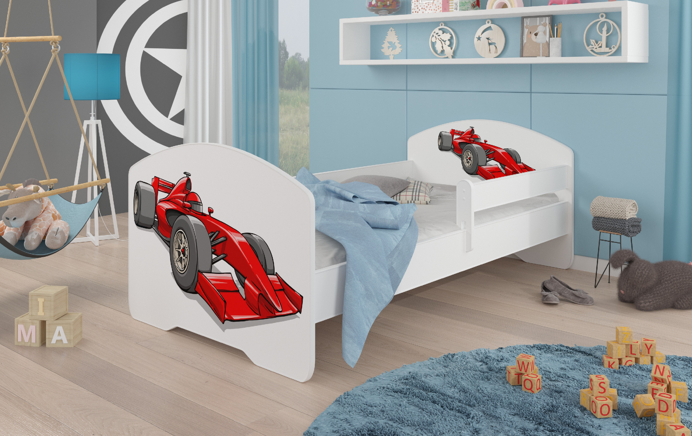 Dětská postel s obrázky - čelo Pepe bar Rozměr: 160 x 80 cm, Obrázek: Formule