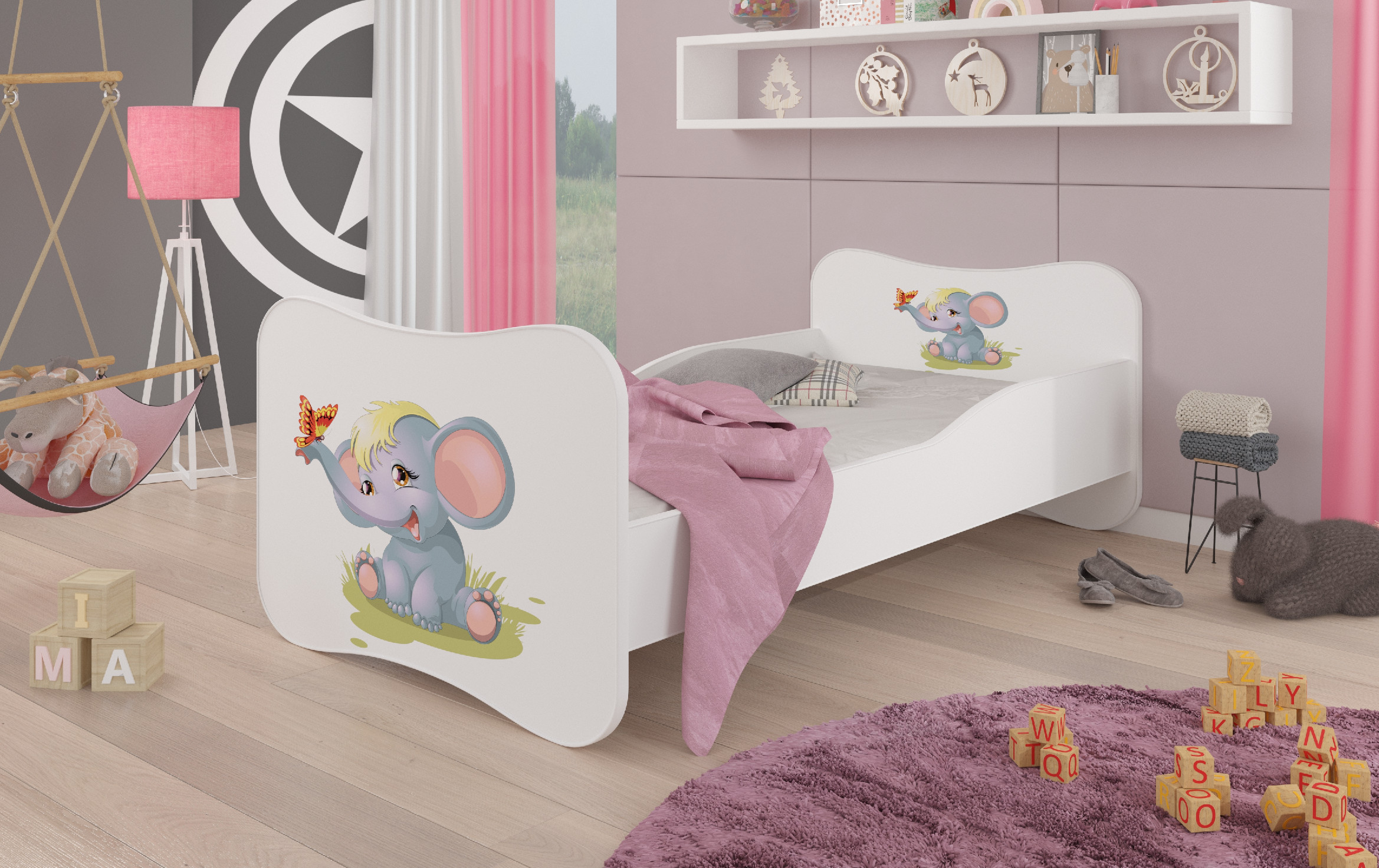 Dětská postel s obrázky - čelo Gonzalo Rozměr: 160 x 80 cm, Obrázek: Slůně