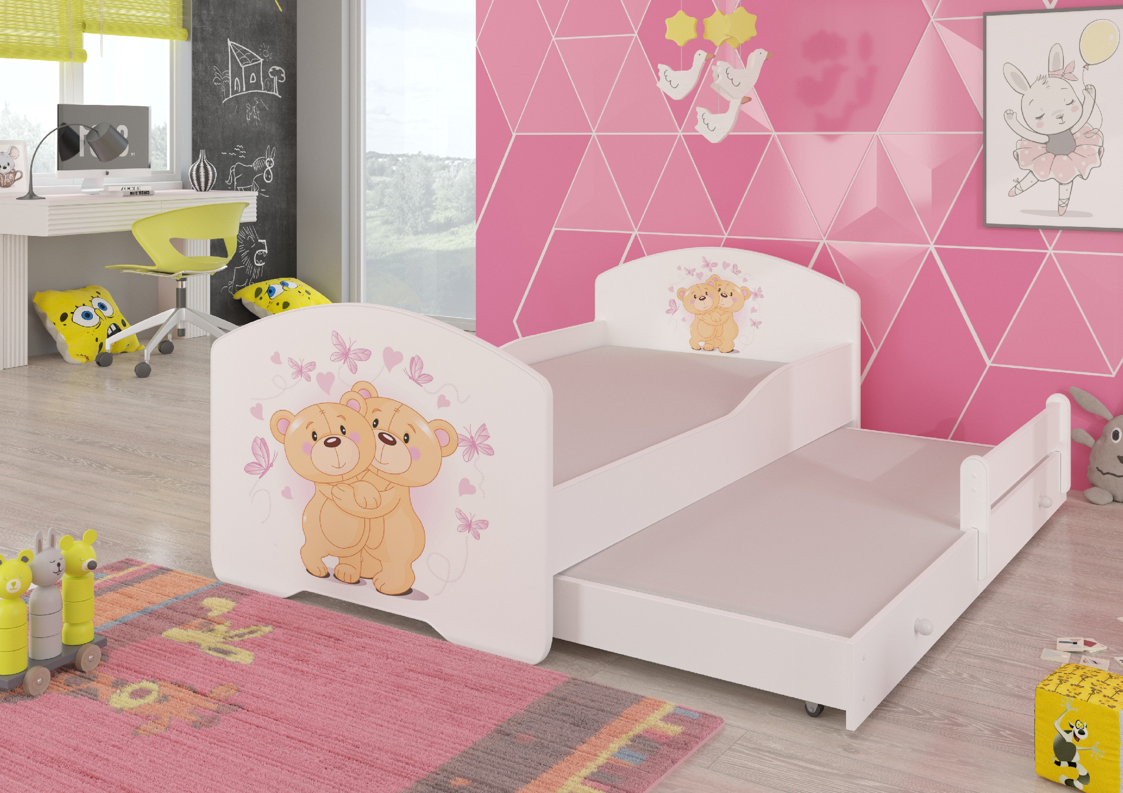 Dětská postel s obrázky - čelo Pepe II Rozměr: 160 x 80 cm, Obrázek: Medvídci