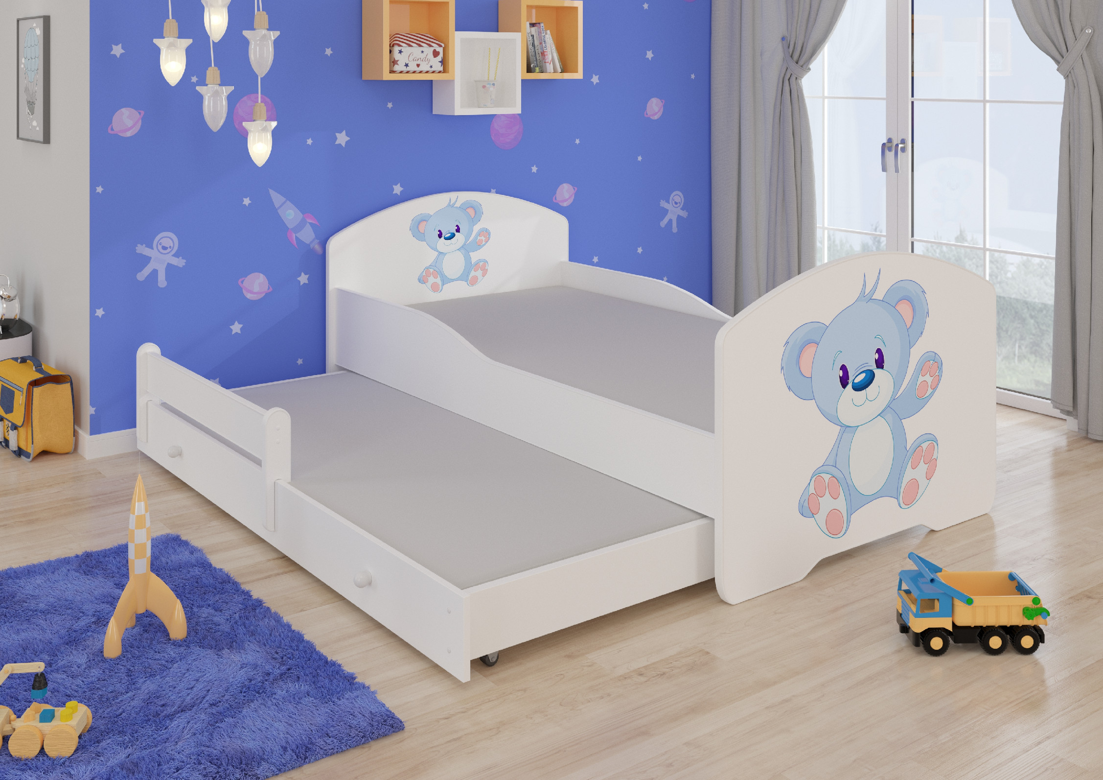 Dětská postel s obrázky - čelo Pepe II Rozměr: 160 x 80 cm, Obrázek: Méďa