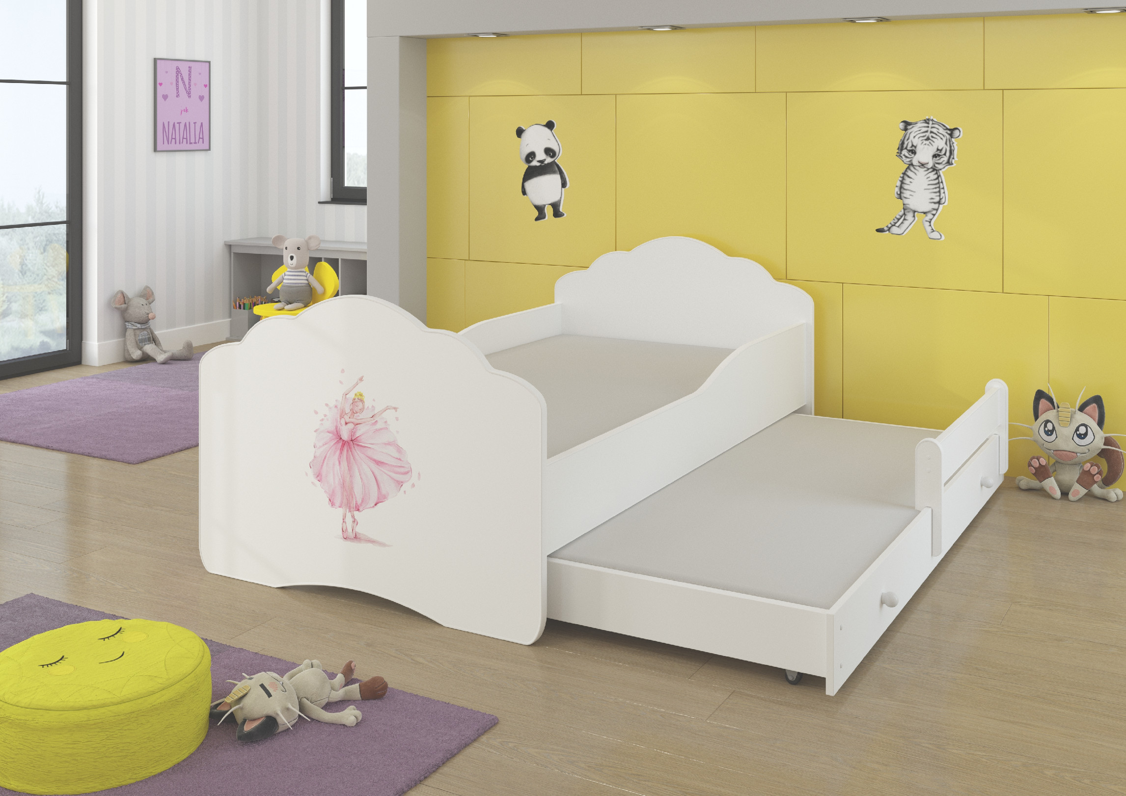 Dětská postel s obrázky - čelo Casimo II Rozměr: 160 x 80 cm, Obrázek: Baletka