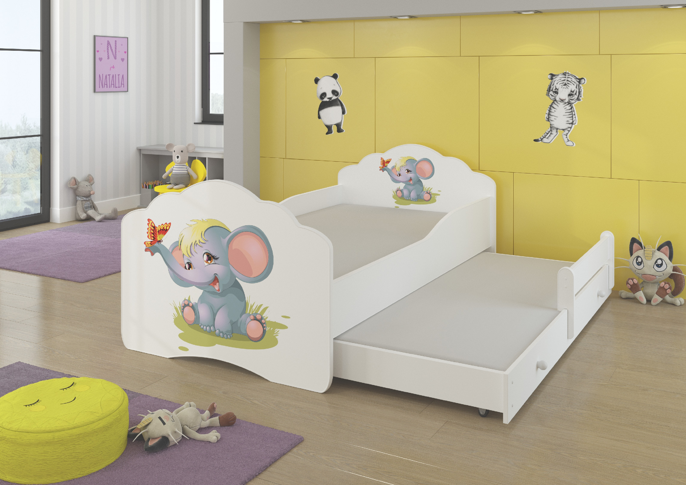 Dětská postel s obrázky - čelo Casimo II Rozměr: 160 x 80 cm, Obrázek: Slůně