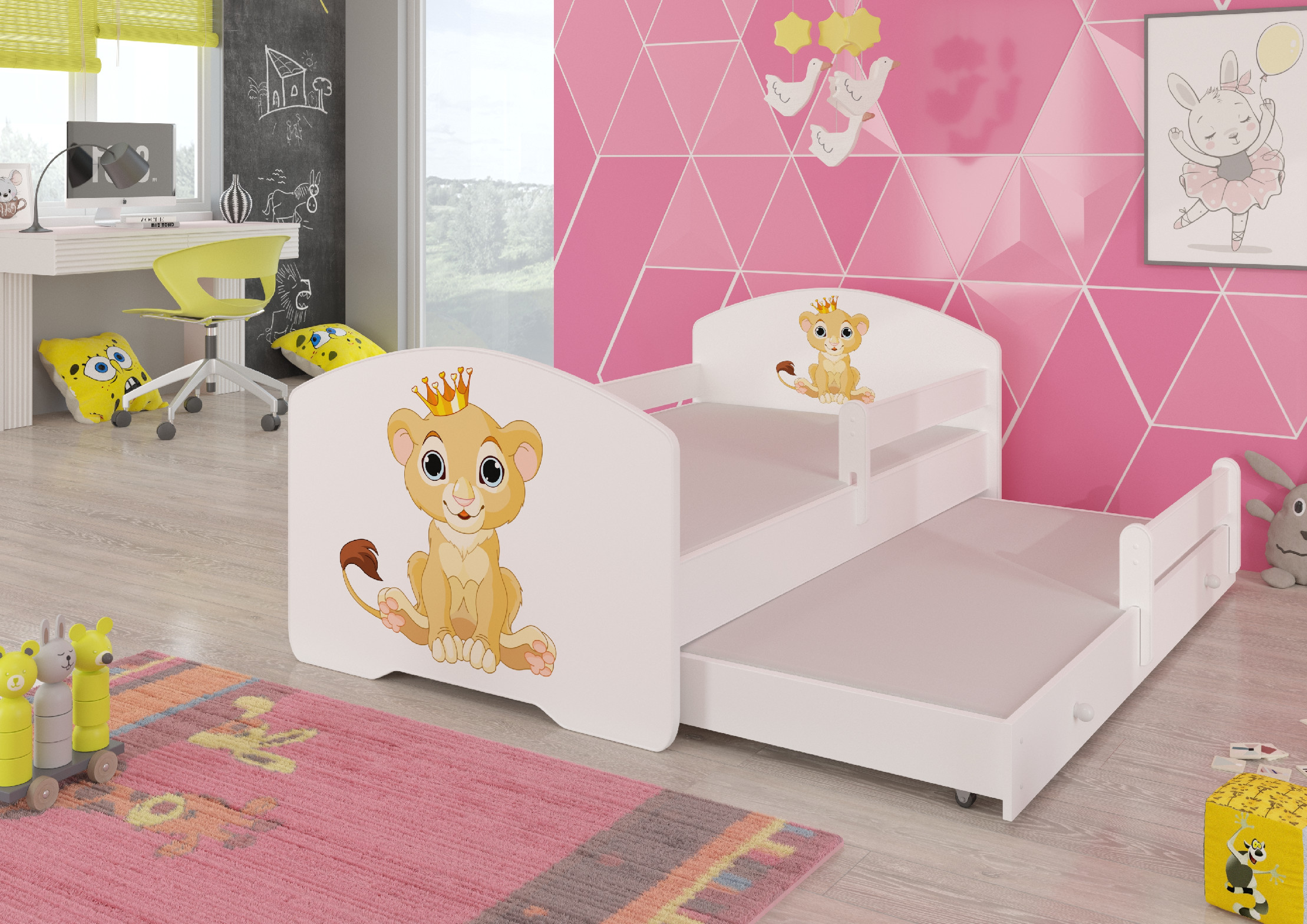 Dětská postel s obrázky - čelo Pepe II bar Rozměr: 160 x 80 cm, Obrázek: Simba