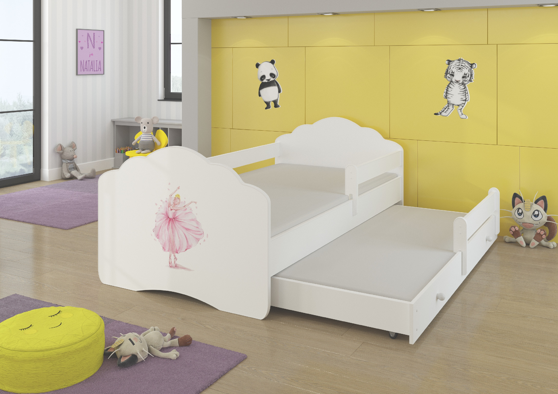 Dětská postel s obrázky - čelo Casimo II bar Rozměr: 160 x 80 cm, Obrázek: Baletka
