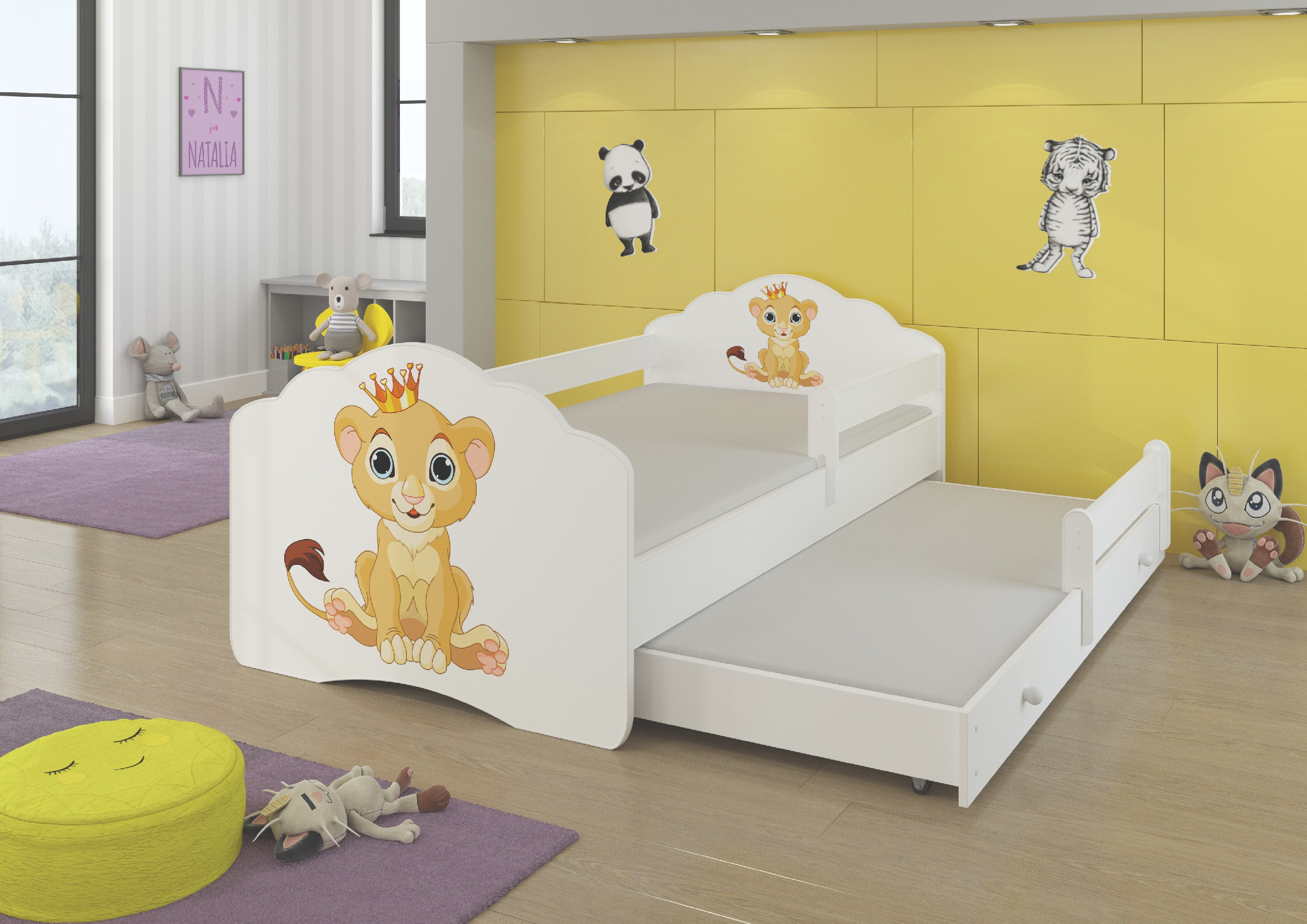 Dětská postel s obrázky - čelo Casimo II bar Rozměr: 160 x 80 cm, Obrázek: Simba