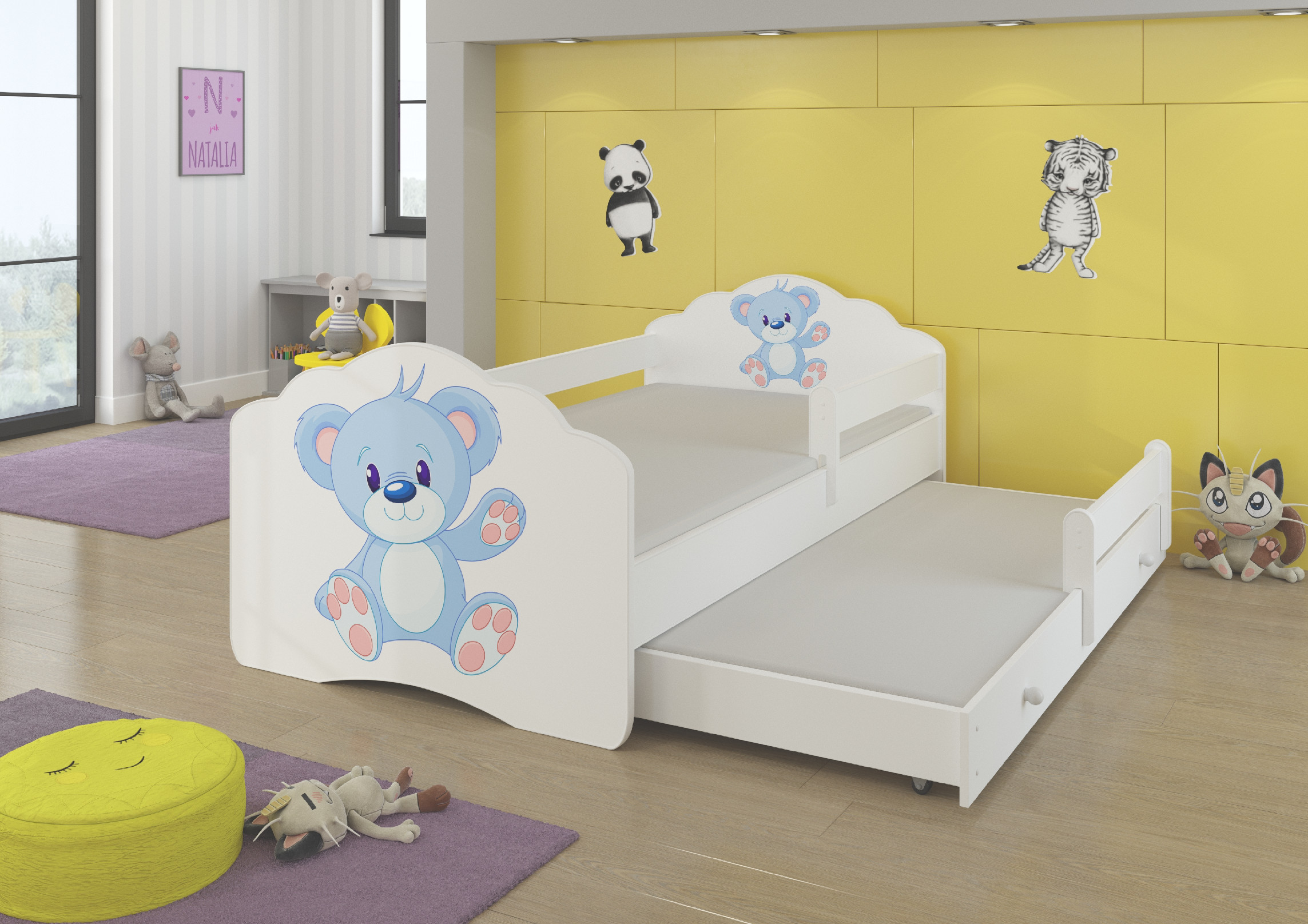 Dětská postel s obrázky - čelo Casimo II bar Rozměr: 160 x 80 cm, Obrázek: Méďa