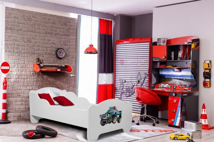Dětská postel s obrázky - čelo Amadis Rozměr: 160 x 80 cm, Obrázek: Policejní auto