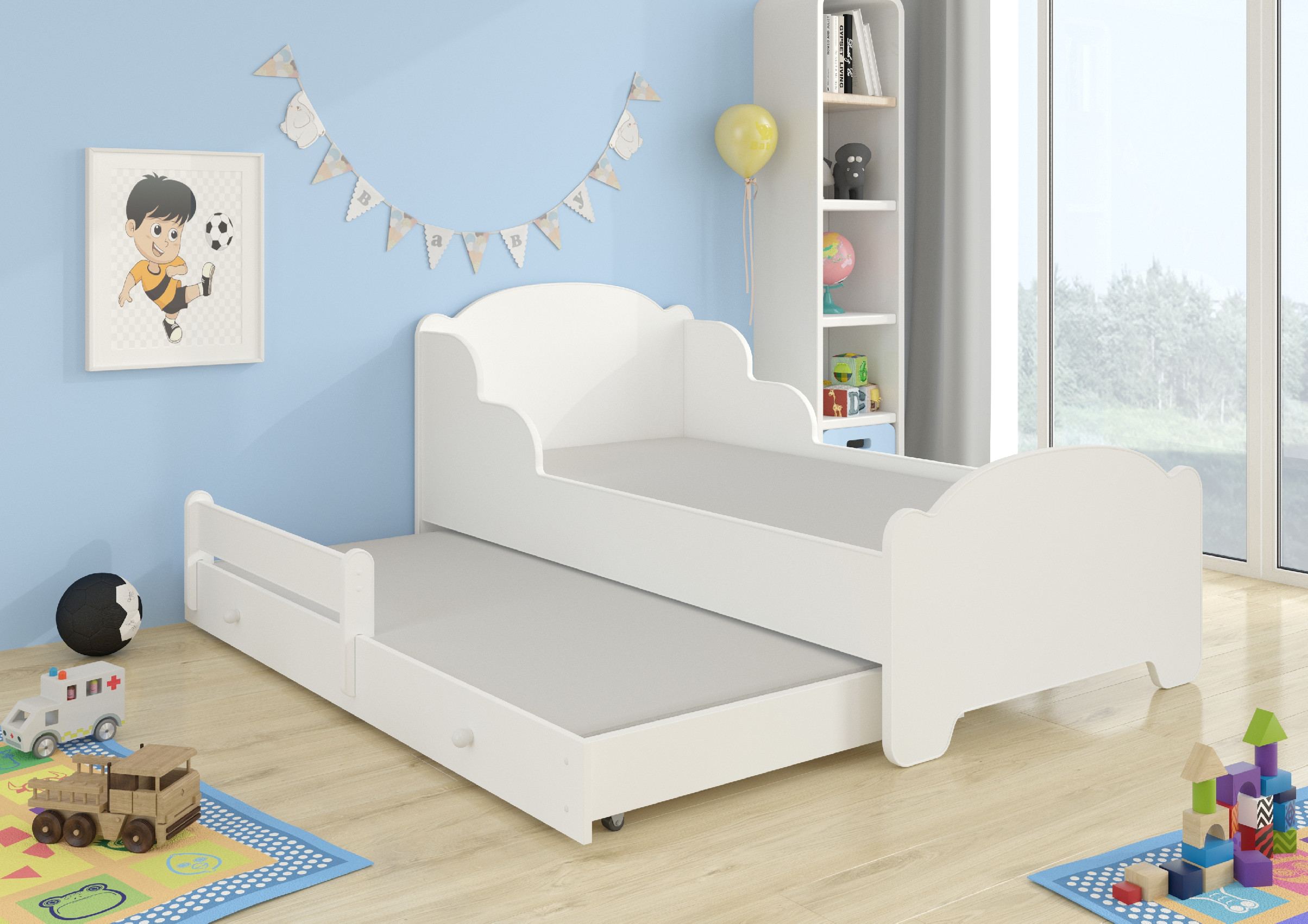Dětská postel s obrázky - čelo Amadis II Rozměr: 160 x 80 cm, Obrázek: Bílá