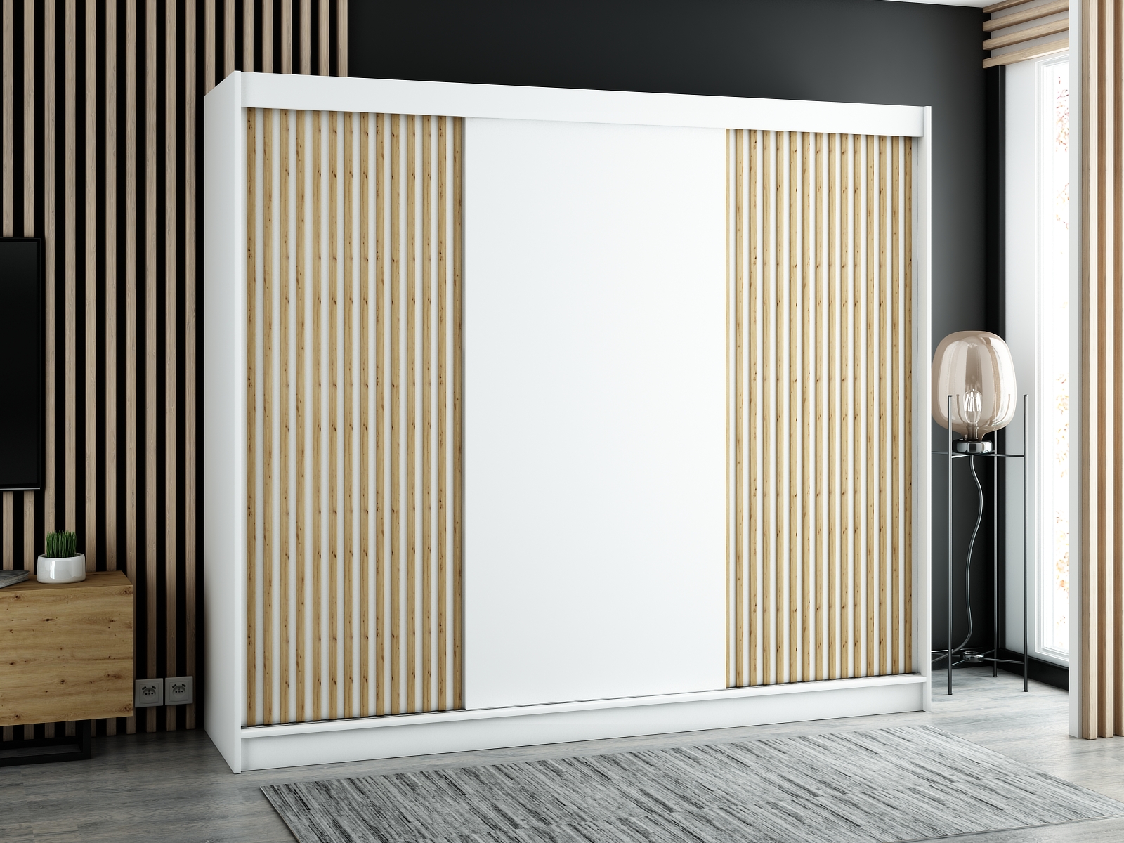 Šatní skříň Abi Lamelo Barva korpusu: Bílá, Rozměry: 250 cm