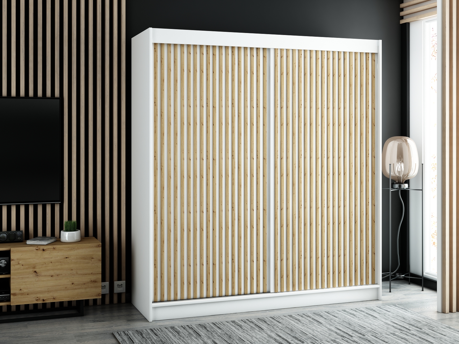 Šatní skříň Abi Lamelo 1 Barva korpusu: Bílá, Rozměry: 200 cm