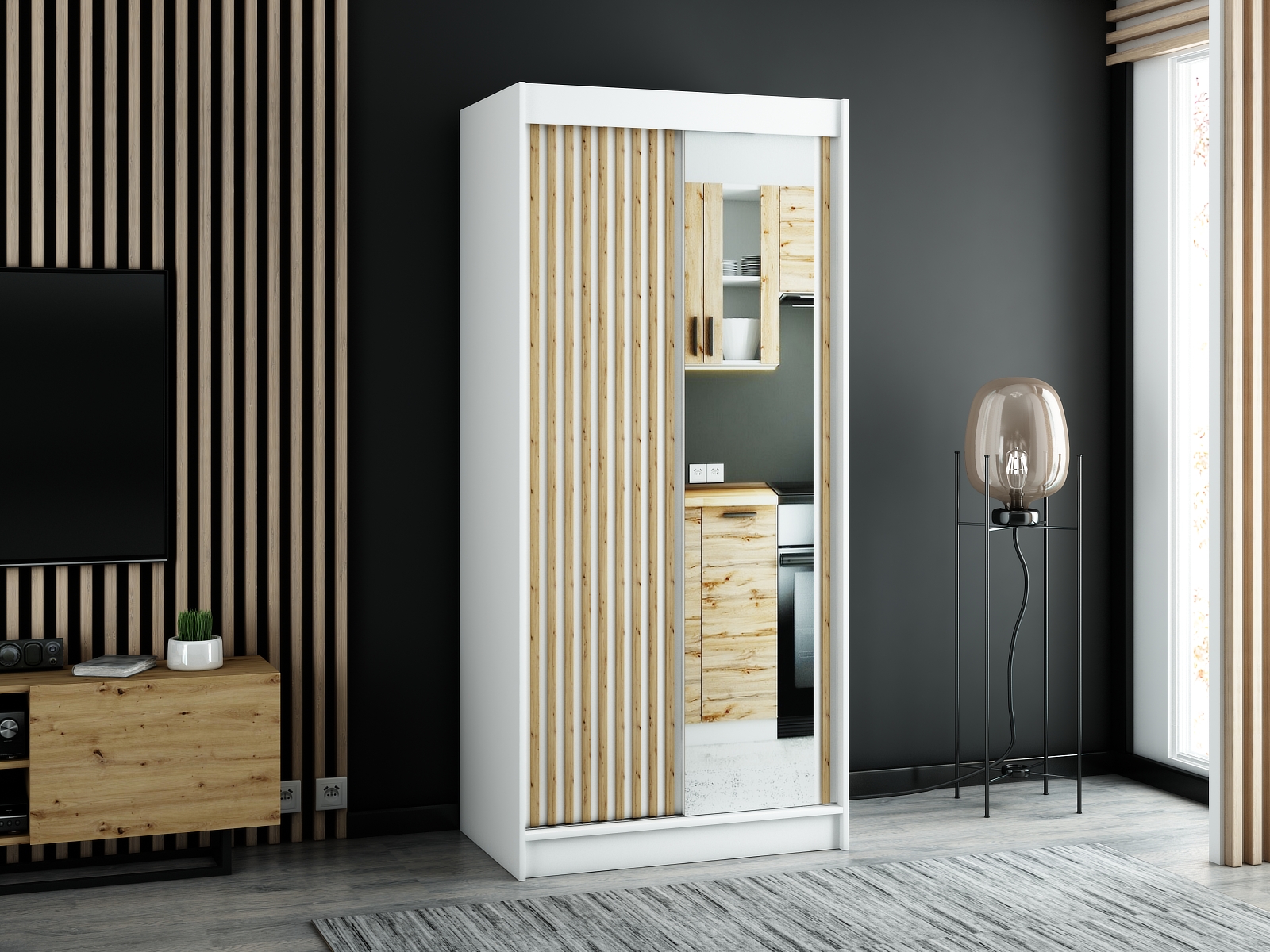 Šatní skříň Abi Lamelo 2 Barva korpusu: Dub artisan, Rozměry: 150 cm