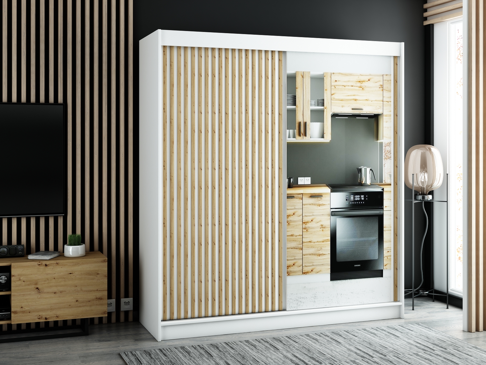 Šatní skříň Abi Lamelo 2 Barva korpusu: Bílá, Rozměry: 200 cm