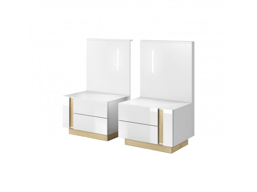 Noční stolek Arco Barva korpusu: Dub grand / bílý lesk - Dub grand,bílý lesk
