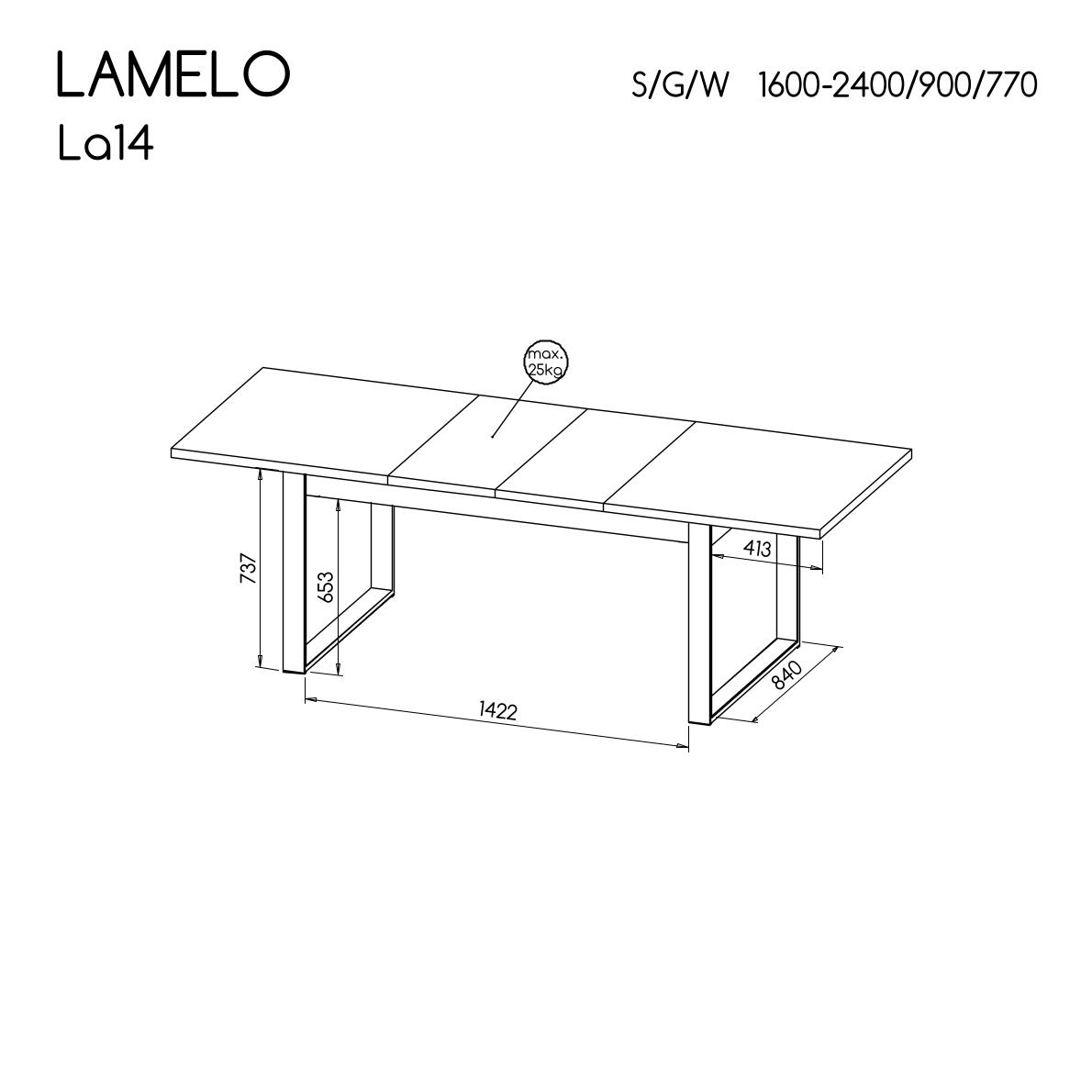Rozkládací stůl Lamelo LA14 (obrázek 3)