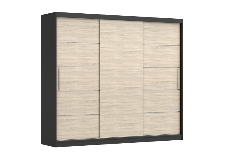 Šatní skříň Alba II - bez zrcadla Barva korpusu: Černá, Dveře: Dub sonoma