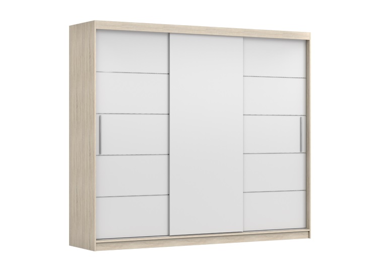 Šatní skříň Alba II - bez zrcadla Barva korpusu: Dub - sonoma, Dveře: Bílé
