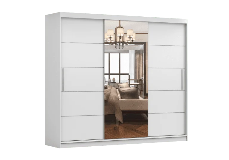 Šatní skříň Alba I - zrcadlo Barva korpusu: Bílá, Dveře: Bílé