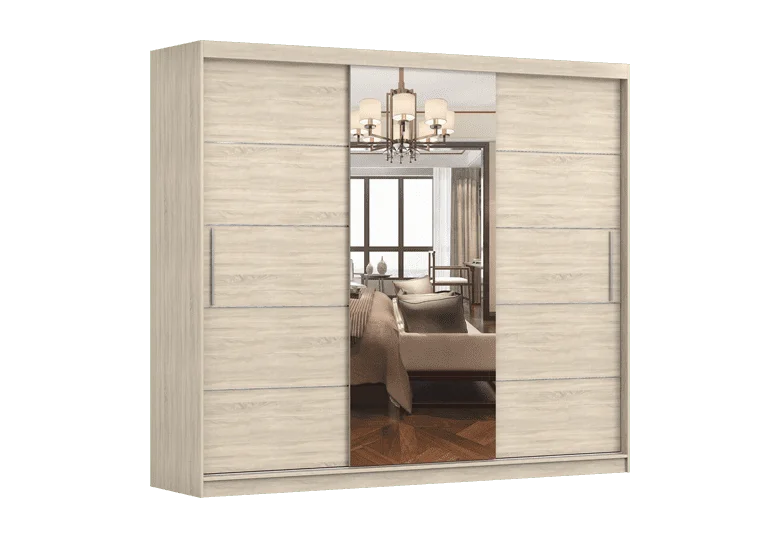 Šatní skříň Alba I - zrcadlo Barva korpusu: Dub - sonoma, Dveře: Dub sonoma