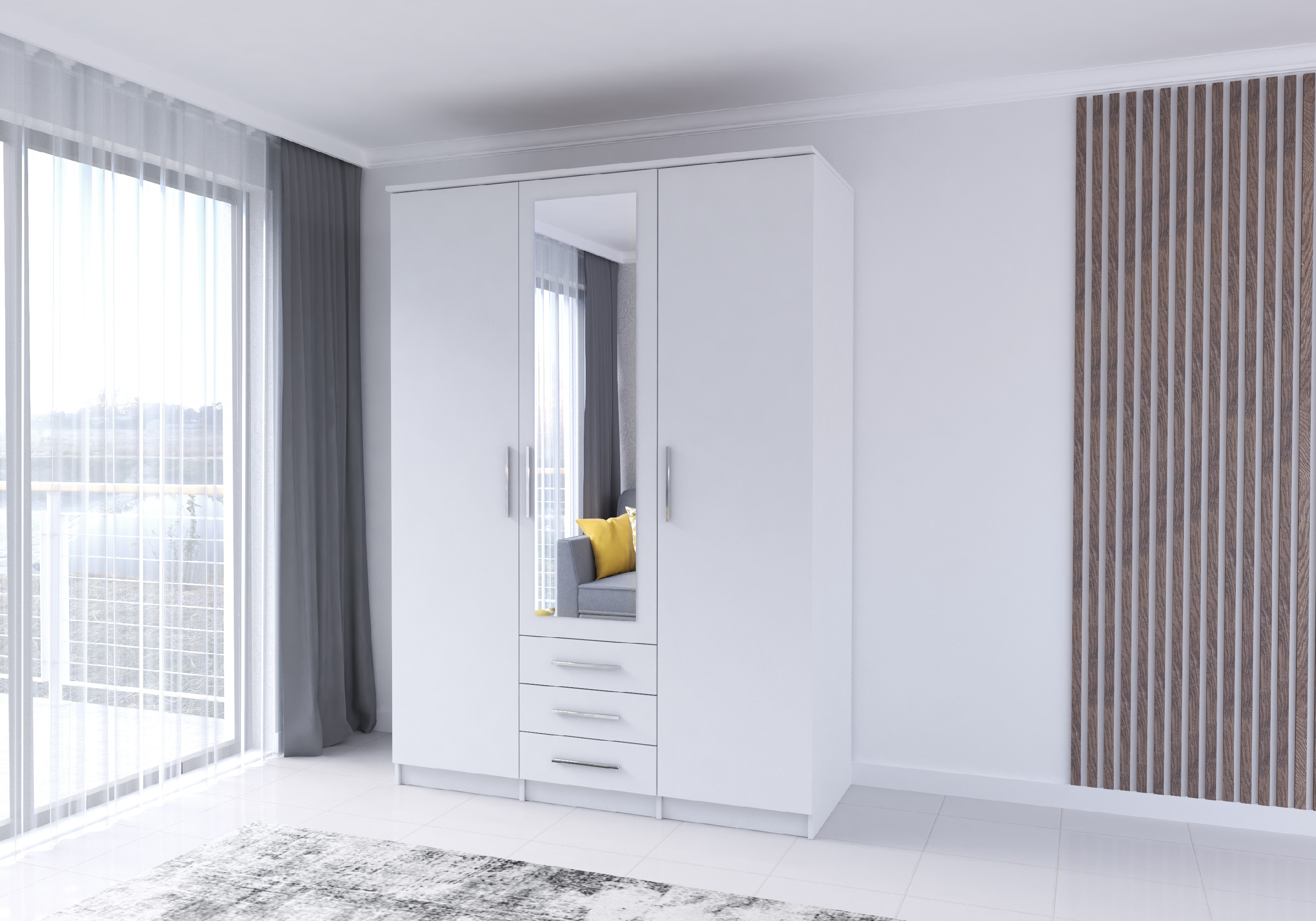 Šatní skříň Szantal 3D Barva korpusu: Bílá, Rozměry: 150 cm