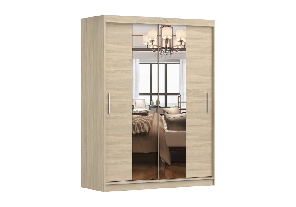 Šatní skříň Vista 01 150 cm – dub sonoma se zrcadlem