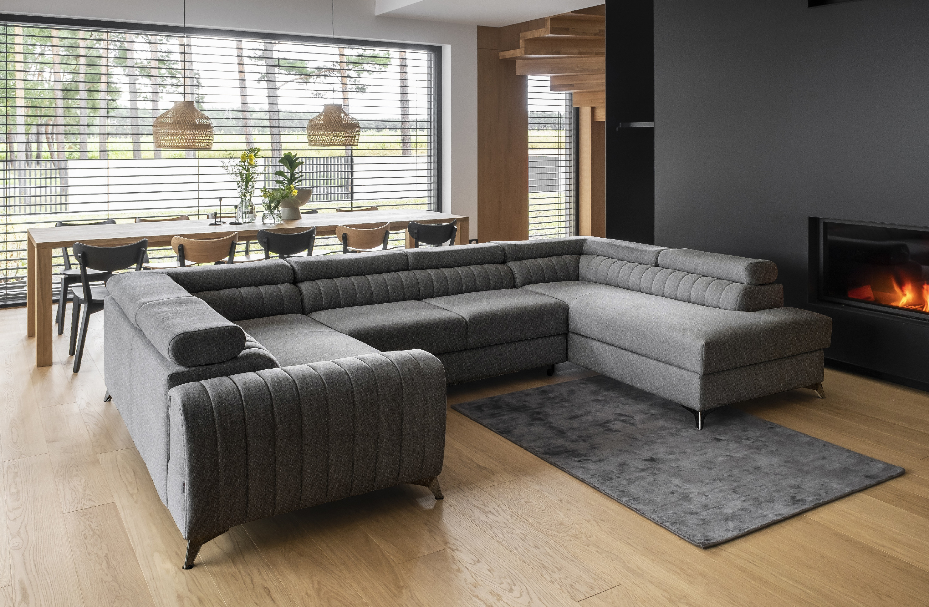 Sedací souprava Louis Provedení: Pravá U, látka: Flores 4