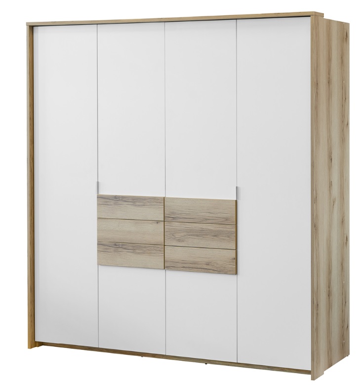 Šatní skříň Panama 208 cm | bílá, dub grand