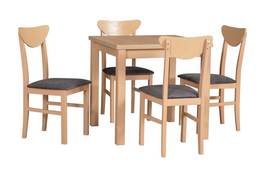 Jídelní set - stůl Max 8 + 4x židle Leo 2 Potahová látka - židle: Tkanina 16B, Barva desky: Dub Sono