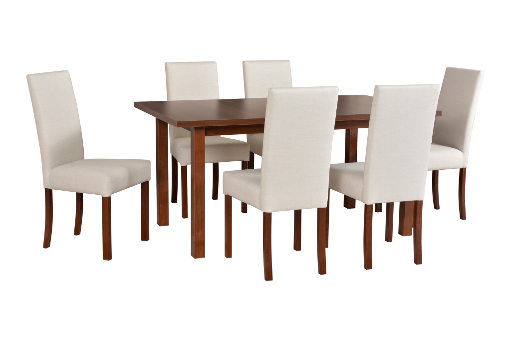 Jídelní set - stůl Modena 2 + 6x židle Roma 2 Potahová látka - židle: Tkanina 10B, Barva desky: Ořec