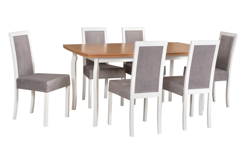 Jídelní set - stůl Kent 1 + 6x židle Roma 3 Potahová látka - židle: Tkanina 20B, Barva desky: Dub př