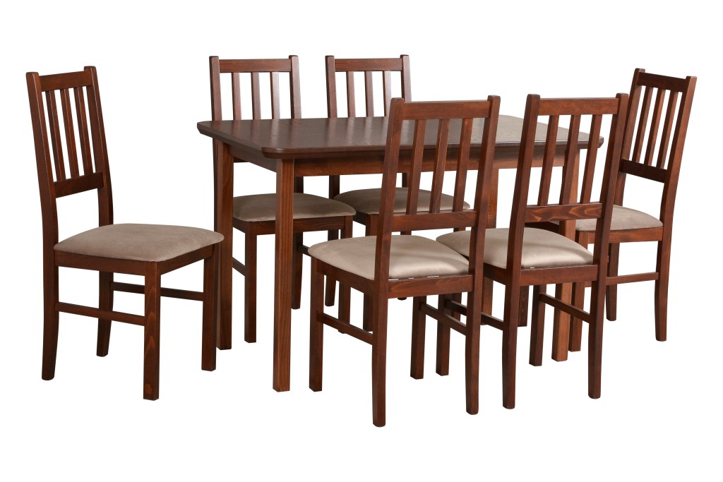 Jídelní set - stůl Max 4 + 6x židle Bos 4 Potahová látka - židle: Tkanina 27B, Barva desky: Dub přír