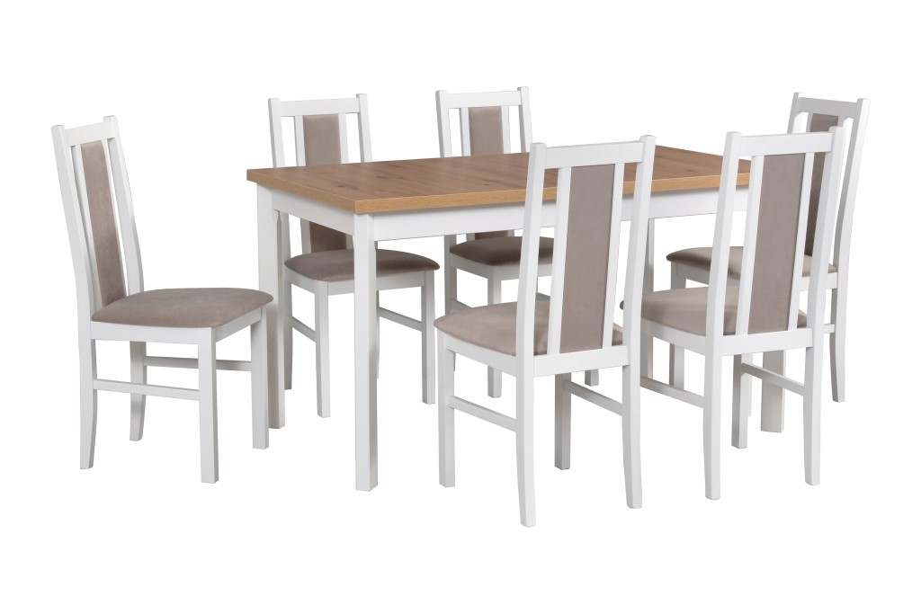 Jídelní set - stůl Modena 1P + 6x židle Bos 14 Potahová látka - židle: Tkanina 3B, Barva desky: Dub 
