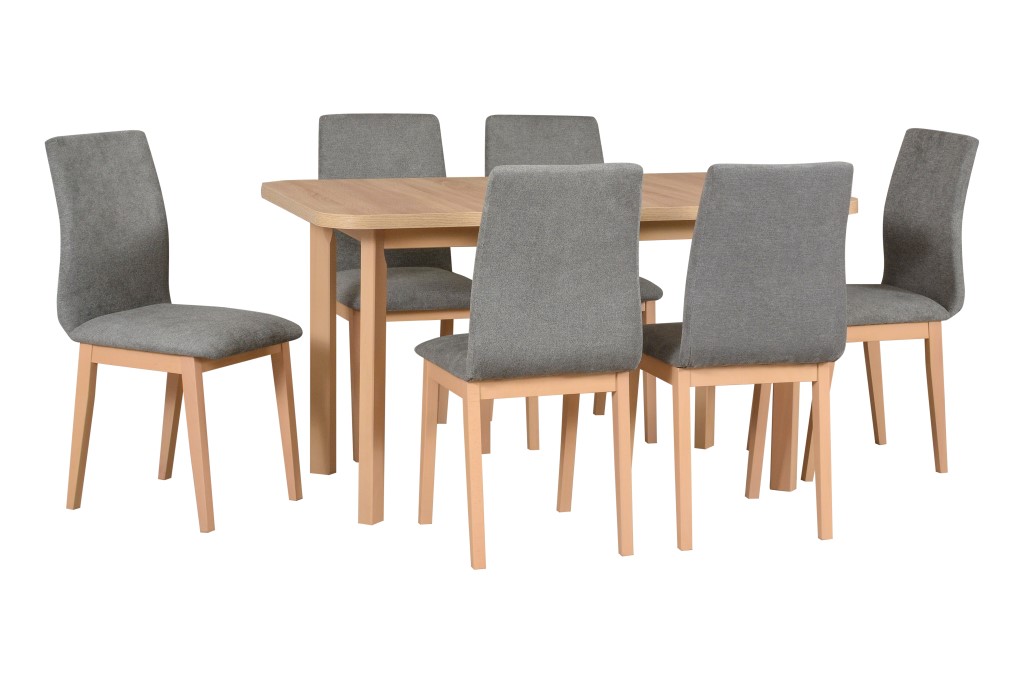 Jídelní set - stůl Wenus 2P + 6x židle Luna 1 Potahová látka - židle: Tkanina 16B, Barva desky: Dub 