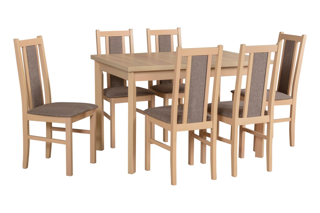 Jídelní set - stůl Max 5P + 6x židle Bos 14 Potahová látka - židle: Tkanina 6B, Barva desky: Dub Son