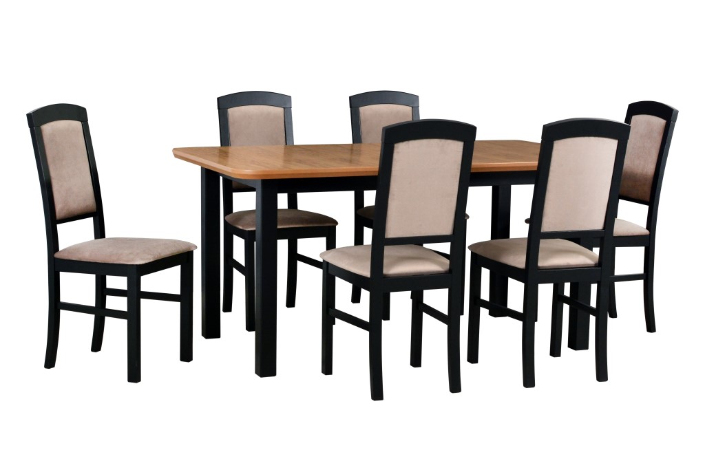 Jídelní set - stůl Wenus 5S + 6x židle Nilo 4 Potahová látka - židle: Tkanina 26B, Barva desky: Dub 