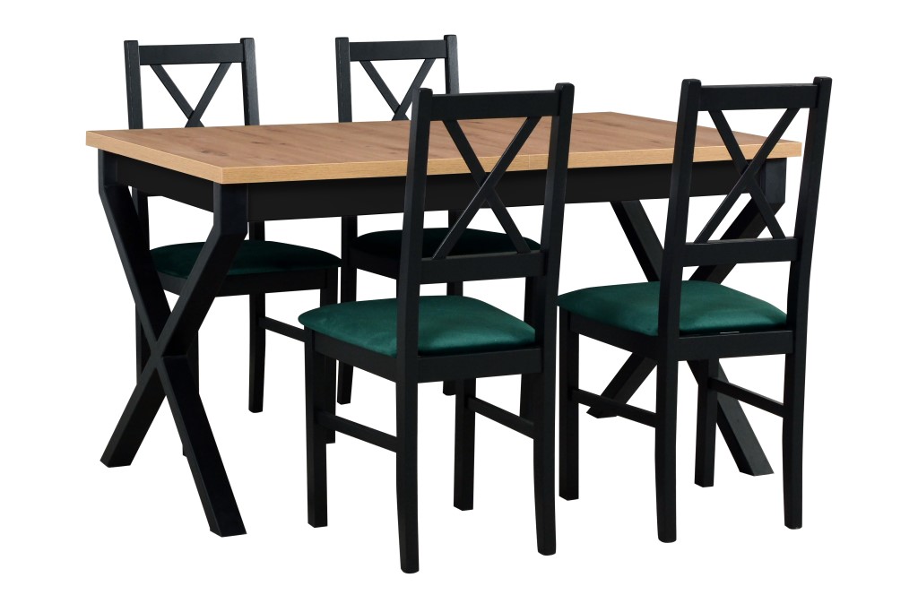 Jídelní set - stůl Ikon 1 + 4x židle Nilo 10 Potahová látka - židle: Tkanina 28B, Barva desky: Dub w