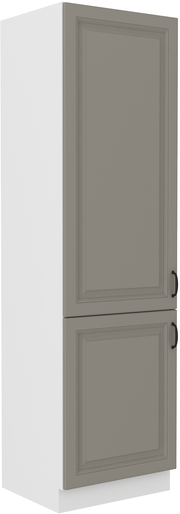 Vysoká potravinová skříňka Stilo 60 DK-210 2F Barva korpusu: Bílá, Barva dvířek: Clay Grey - Bílá,Cl
