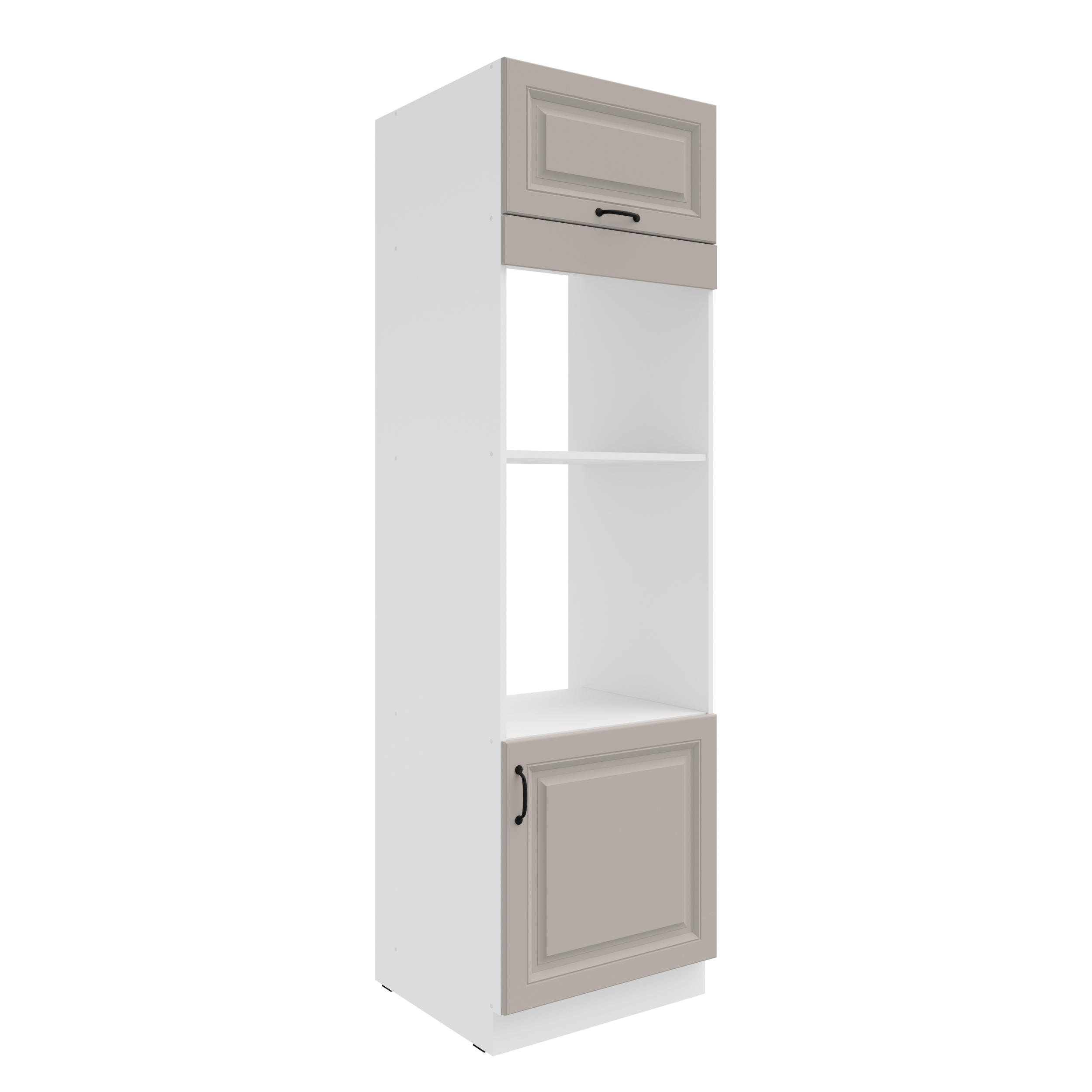 Vysoká skříňka pro vestavnou a mikrovlnou troubu Stilo 60 DPM-210 2F Barva korpusu: Bílá, Barva dvířek: Clay Grey