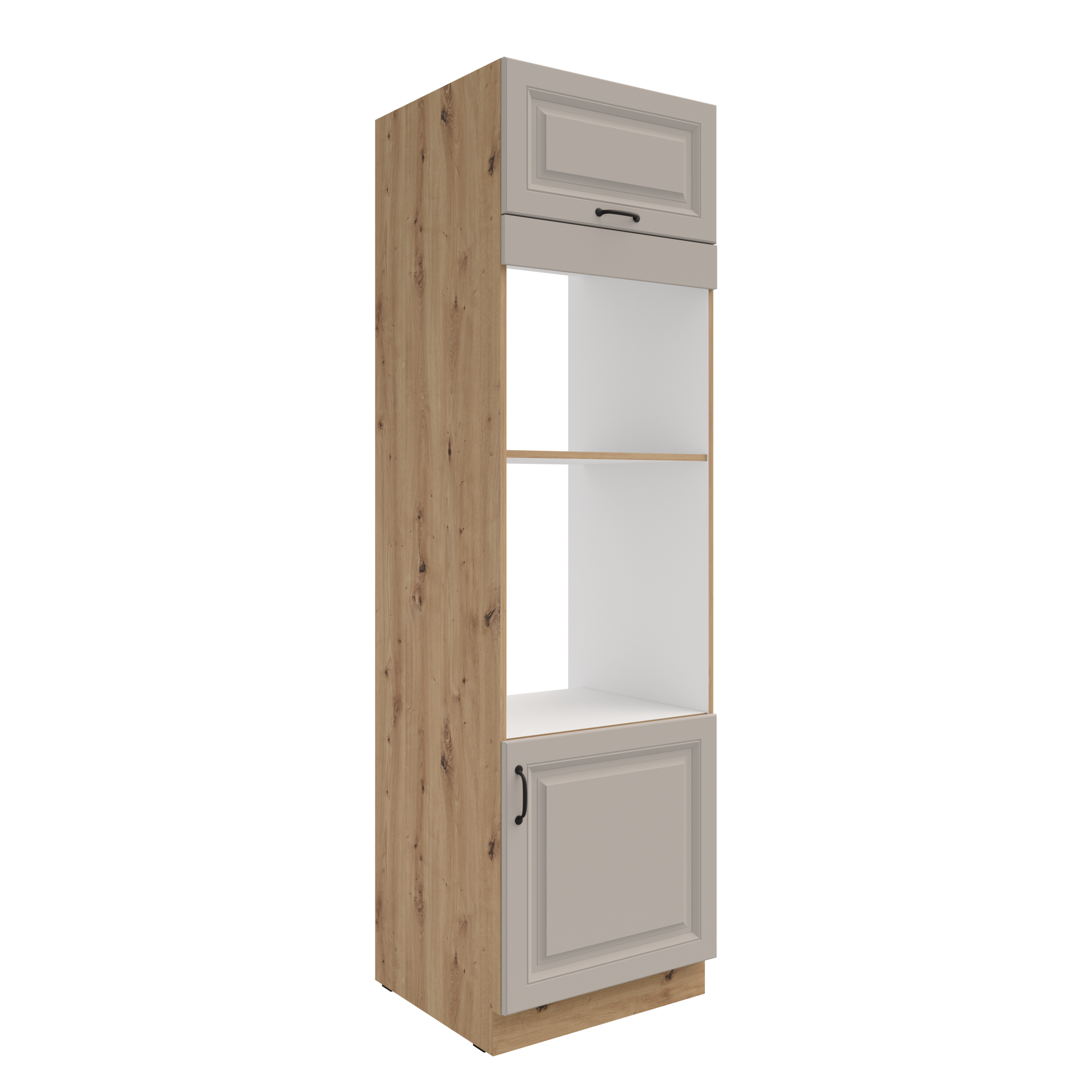 Vysoká skříňka pro vestavnou a mikrovlnou troubu Stilo 60 DPM-210 2F Barva korpusu: Dub artisan, Barva dvířek: Clay Grey