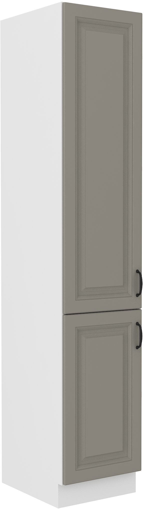 Vysoká potravinová skříňka Stilo 40 DK-210 2F Barva korpusu: Bílá, Barva dvířek: Clay Grey - Bílá,Cl